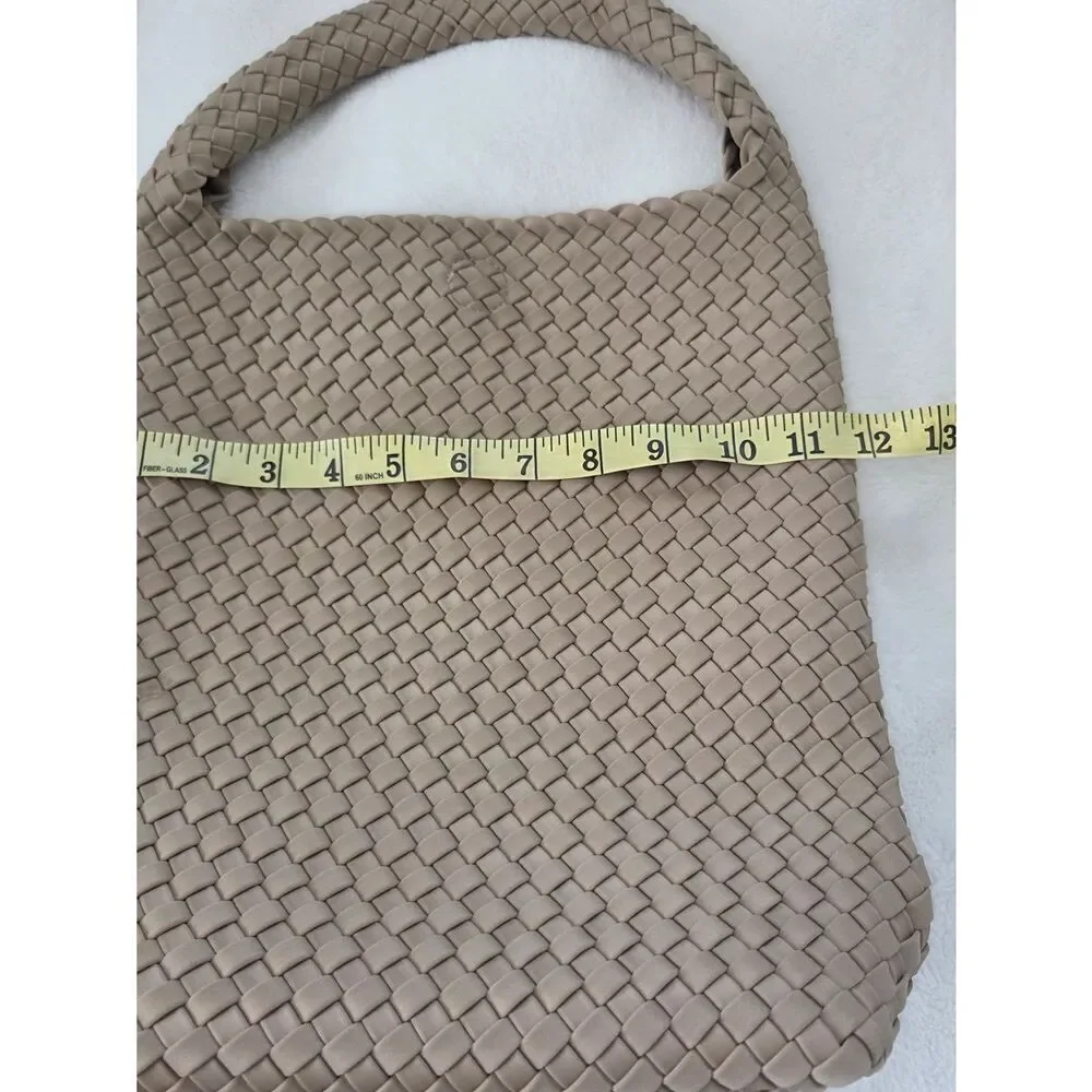 Woven Taupe Hobo Bag with Matching Pouch